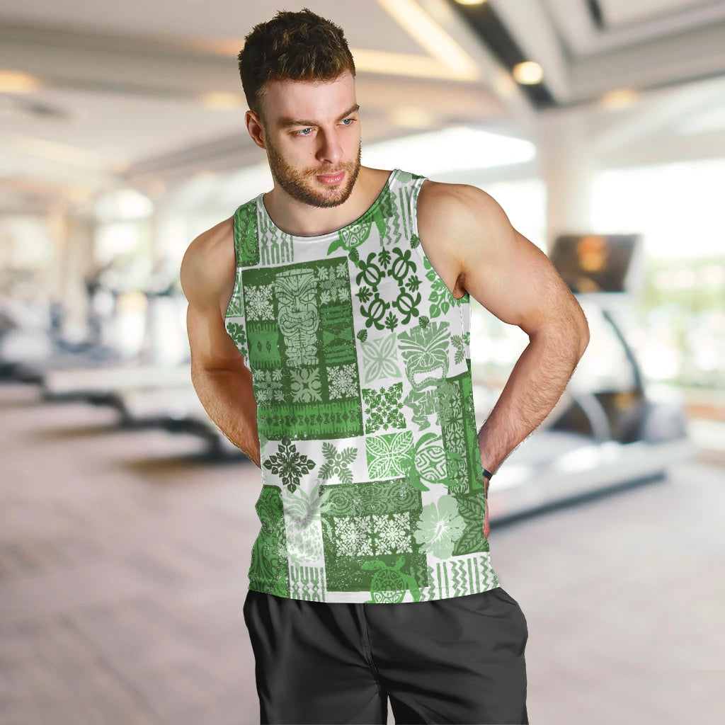 Hawaiian Quilt Men Tank Top Tiki Tropical Retro Green Version - Wonder Print Shop