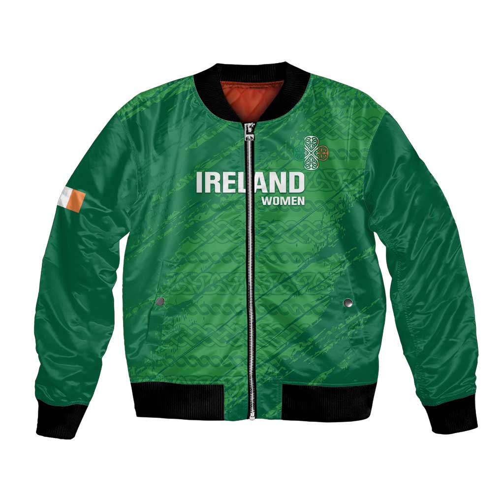 Custom Ireland Cricket Bomber Jacket Irish Celtic Knot - National Color - Wonder Print Shop