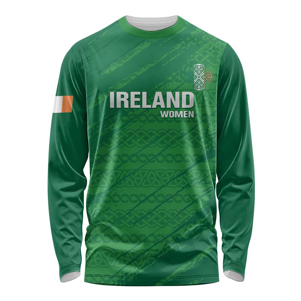 Custom Ireland Cricket Long Sleeve Shirt Irish Celtic Knot - National Color - Wonder Print Shop