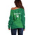 Custom Ireland Cricket Off Shoulder Sweater Irish Celtic Knot - National Color