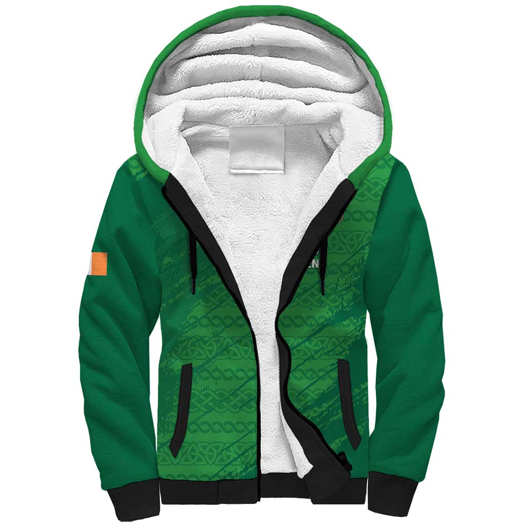 Custom Ireland Cricket Sherpa Hoodie Irish Celtic Knot - National Color