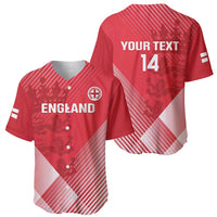 Red cricket baseball jerseys set: front England graphic and back 'YOUR TEXT 14'