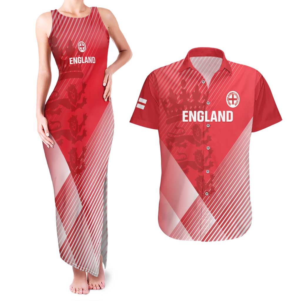 Custom England Cricket Couples Matching Tank Maxi Dress and Hawaiian Shirt Go Champions Sporty Style - Wonder Print Shop