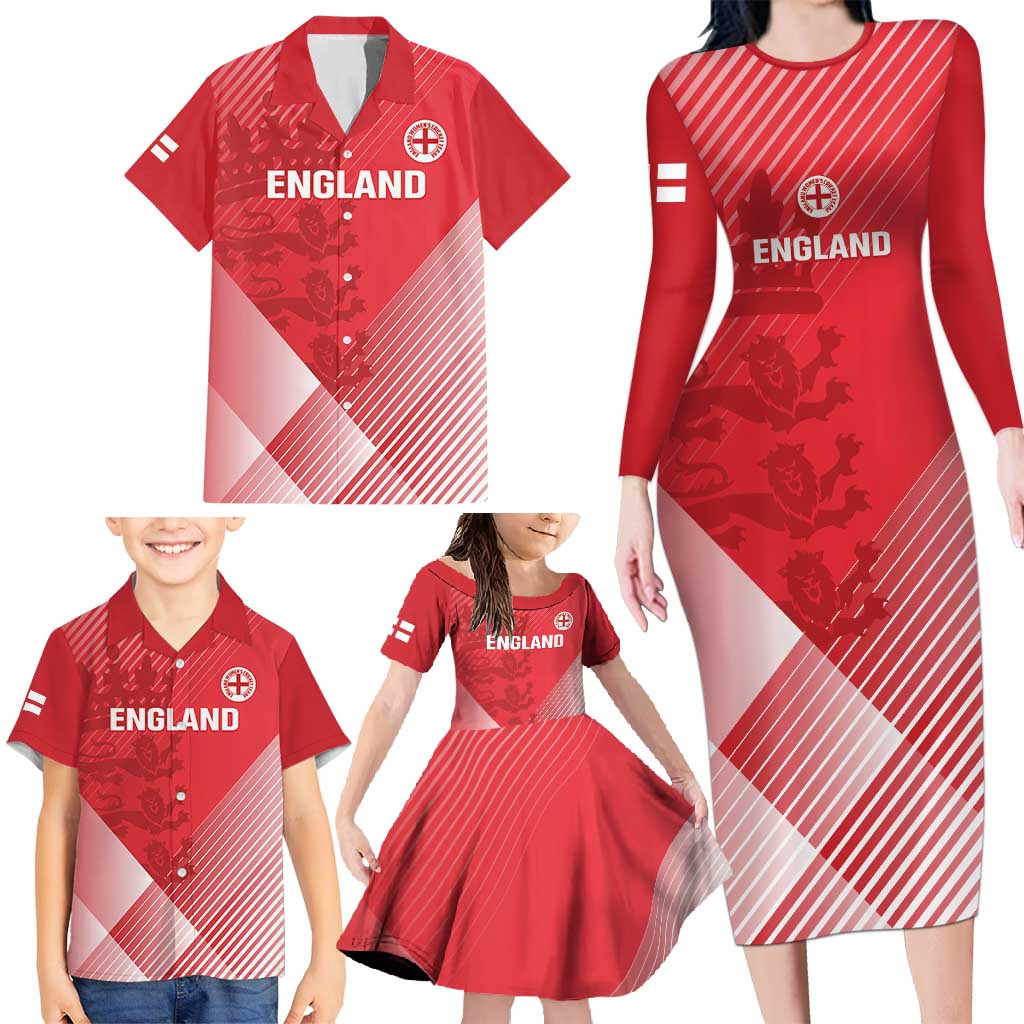 Custom England Cricket Family Matching Long Sleeve Bodycon Dress and Hawaiian Shirt Go Champions Sporty Style - Wonder Print Shop