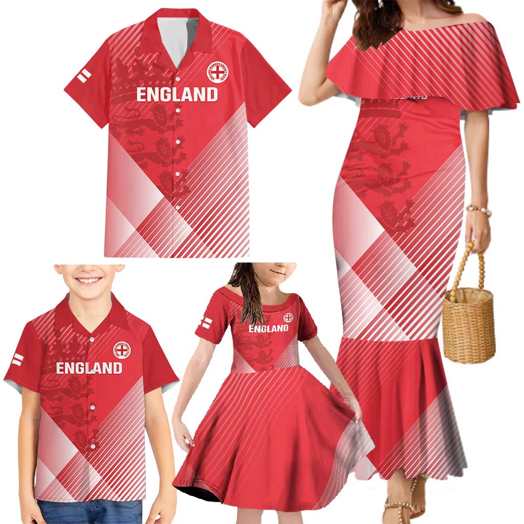 Custom England Cricket Family Matching Mermaid Dress and Hawaiian Shirt Go Champions Sporty Style - Wonder Print Shop