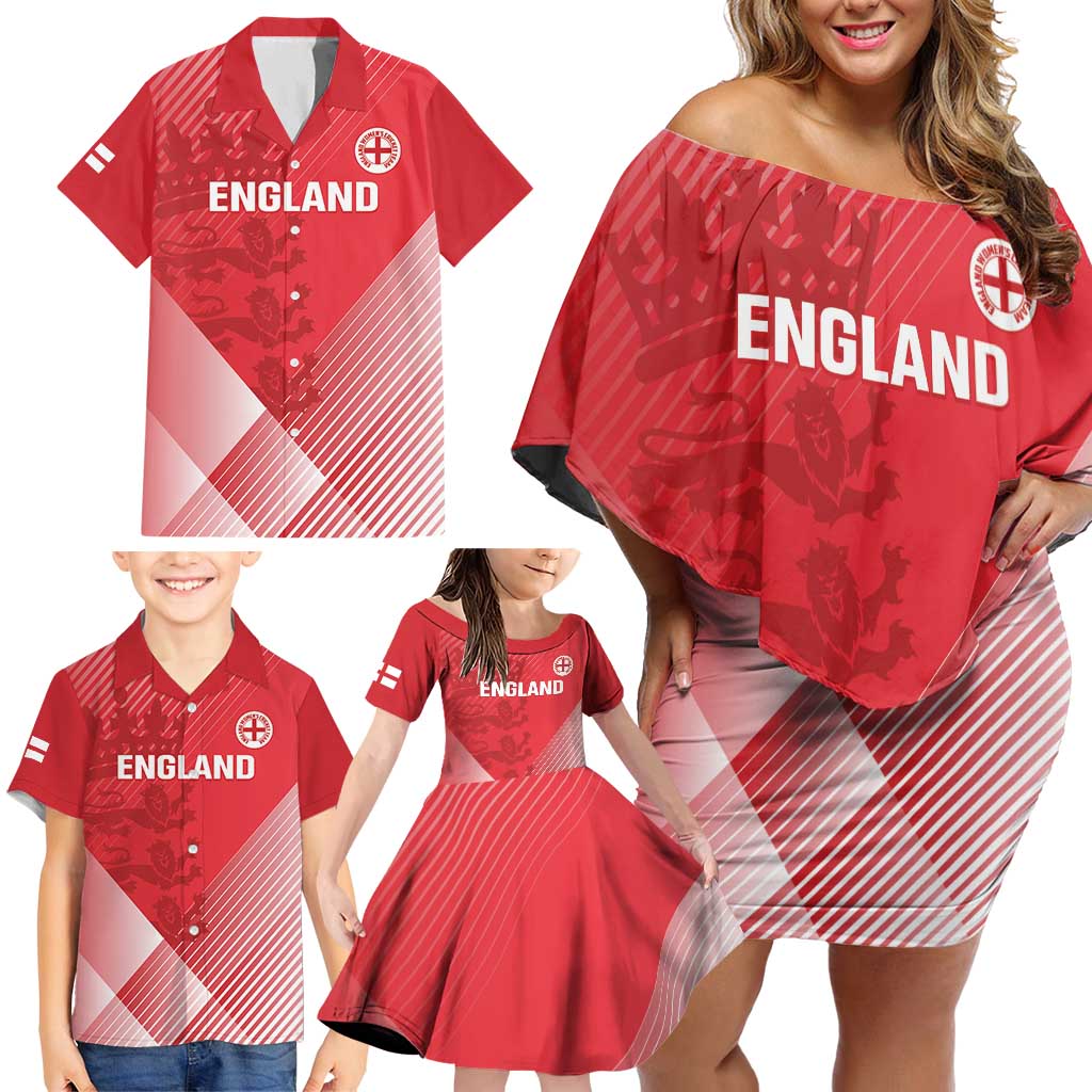 Custom England Cricket Family Matching Off Shoulder Short Dress and Hawaiian Shirt Go Champions Sporty Style - Wonder Print Shop