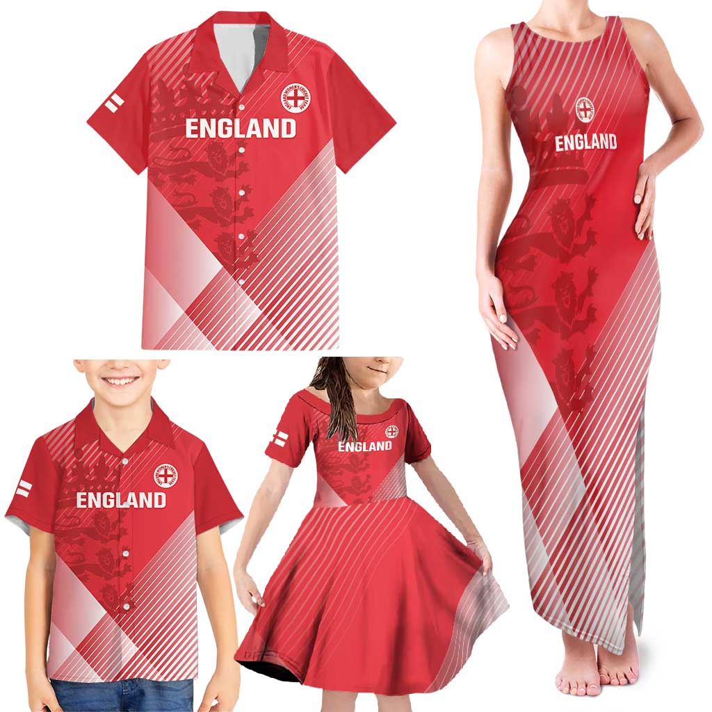 Custom England Cricket Family Matching Tank Maxi Dress and Hawaiian Shirt Go Champions Sporty Style - Wonder Print Shop