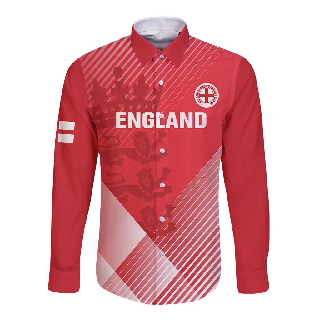 Custom England Cricket Long Sleeve Button Shirt Go Champions Sporty Style - Wonder Print Shop