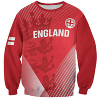 Red crewneck cricket sweatshirt with England graphic and lion badge, long sleeves