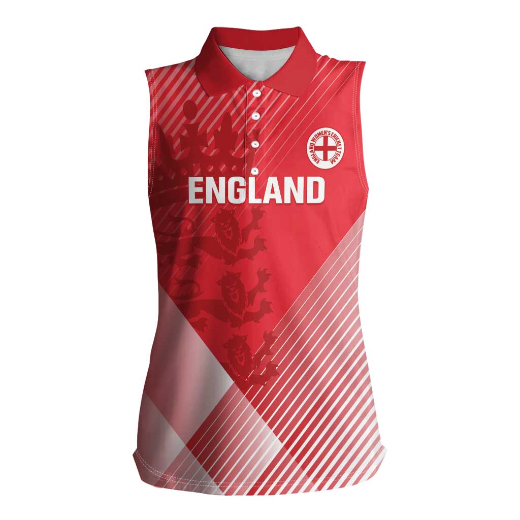 Custom England Cricket Women Sleeveless Polo Shirt Go Champions Sporty Style