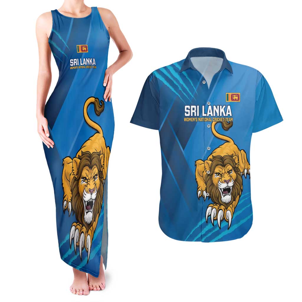 Custom Sri Lanka Cricket Couples Matching Tank Maxi Dress and Hawaiian Shirt Go Champions Lion Sporty Style - Wonder Print Shop