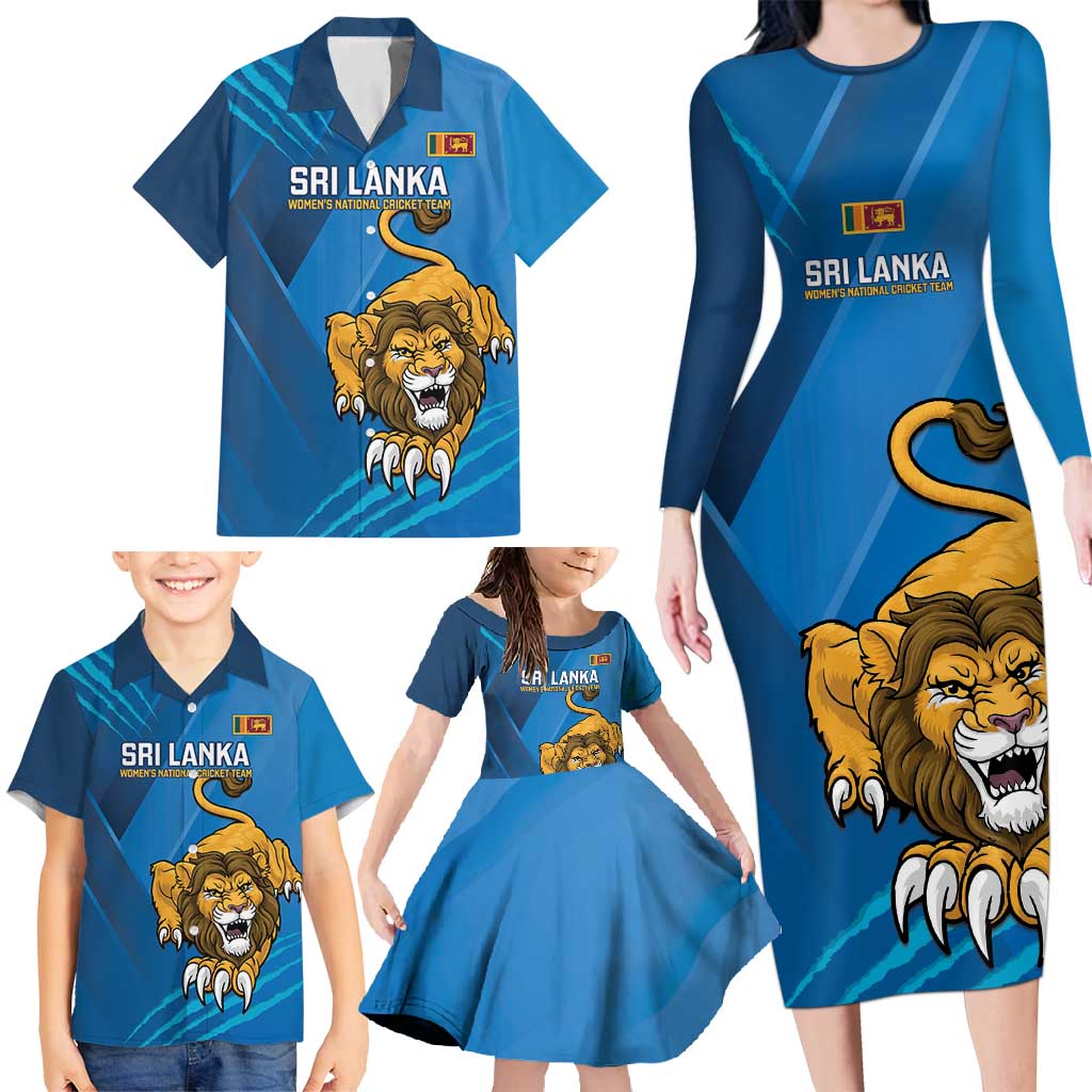 Custom Sri Lanka Cricket Family Matching Long Sleeve Bodycon Dress and Hawaiian Shirt Go Champions Lion Sporty Style - Wonder Print Shop