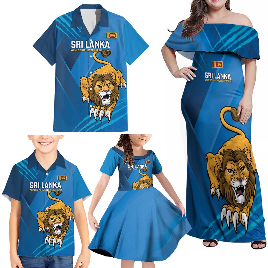 Custom Sri Lanka Cricket Family Matching Off Shoulder Maxi Dress and Hawaiian Shirt Go Champions Lion Sporty Style - Wonder Print Shop