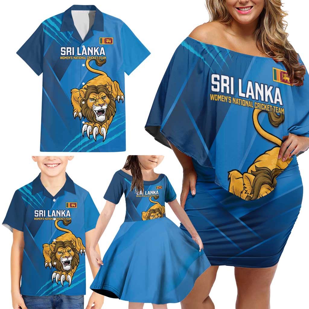 Custom Sri Lanka Cricket Family Matching Off Shoulder Short Dress and Hawaiian Shirt Go Champions Lion Sporty Style - Wonder Print Shop