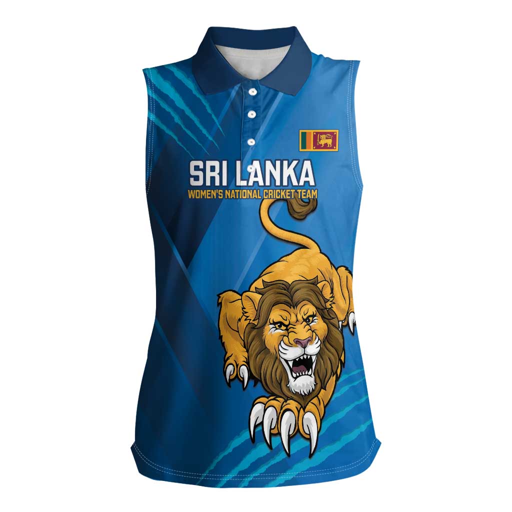 Custom Sri Lanka Cricket Women Sleeveless Polo Shirt Go Champions Lion Sporty Style