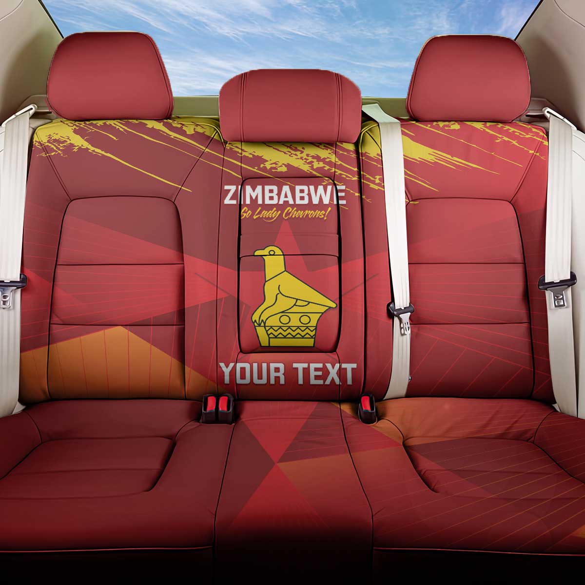 Custom Zimbabwe Cricket Back Car Seat Cover Go Lady Chevrons Grunge Style - Wonder Print Shop