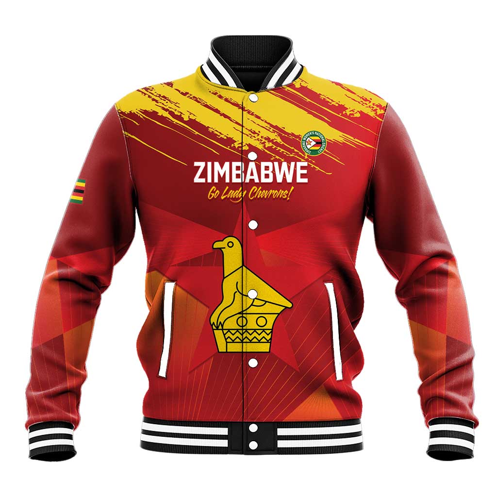 Custom Zimbabwe Cricket Baseball Jacket Go Lady Chevrons Grunge Style - Wonder Print Shop