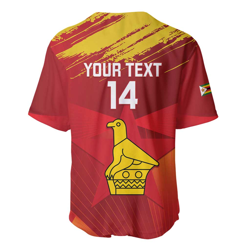 Custom Zimbabwe Cricket Baseball Jersey Go Lady Chevrons Grunge Style - Wonder Print Shop