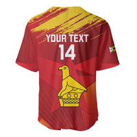 Red cricket baseball jersey with yellow bird graphic and number 14 on back