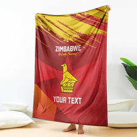 Zimbabwe cricket blanket, red and orange gradient with yellow bird emblem and “YOUR TEXT”