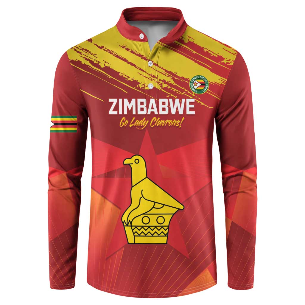 Custom Zimbabwe Cricket Button Sweatshirt Go Lady Chevrons Grunge Style - Wonder Print Shop