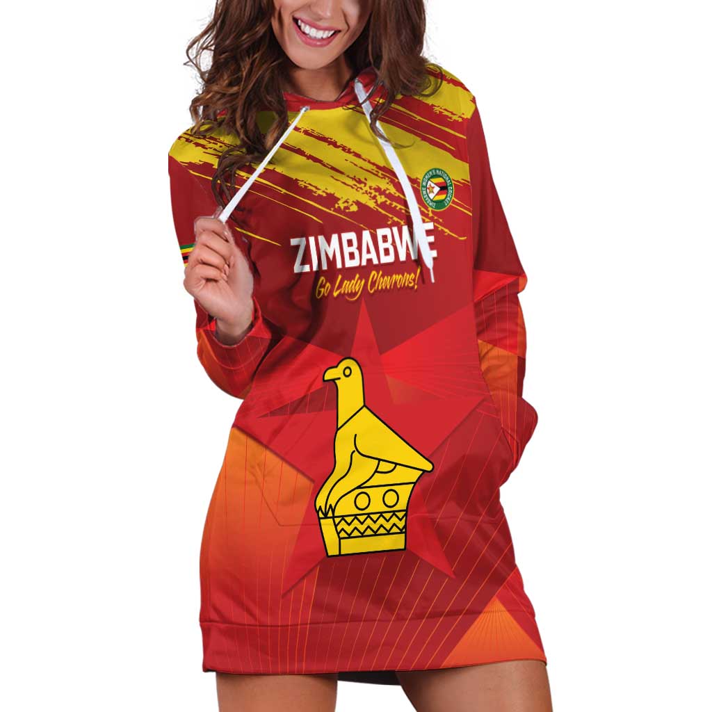 Custom Zimbabwe Cricket Hoodie Dress Go Lady Chevrons Grunge Style