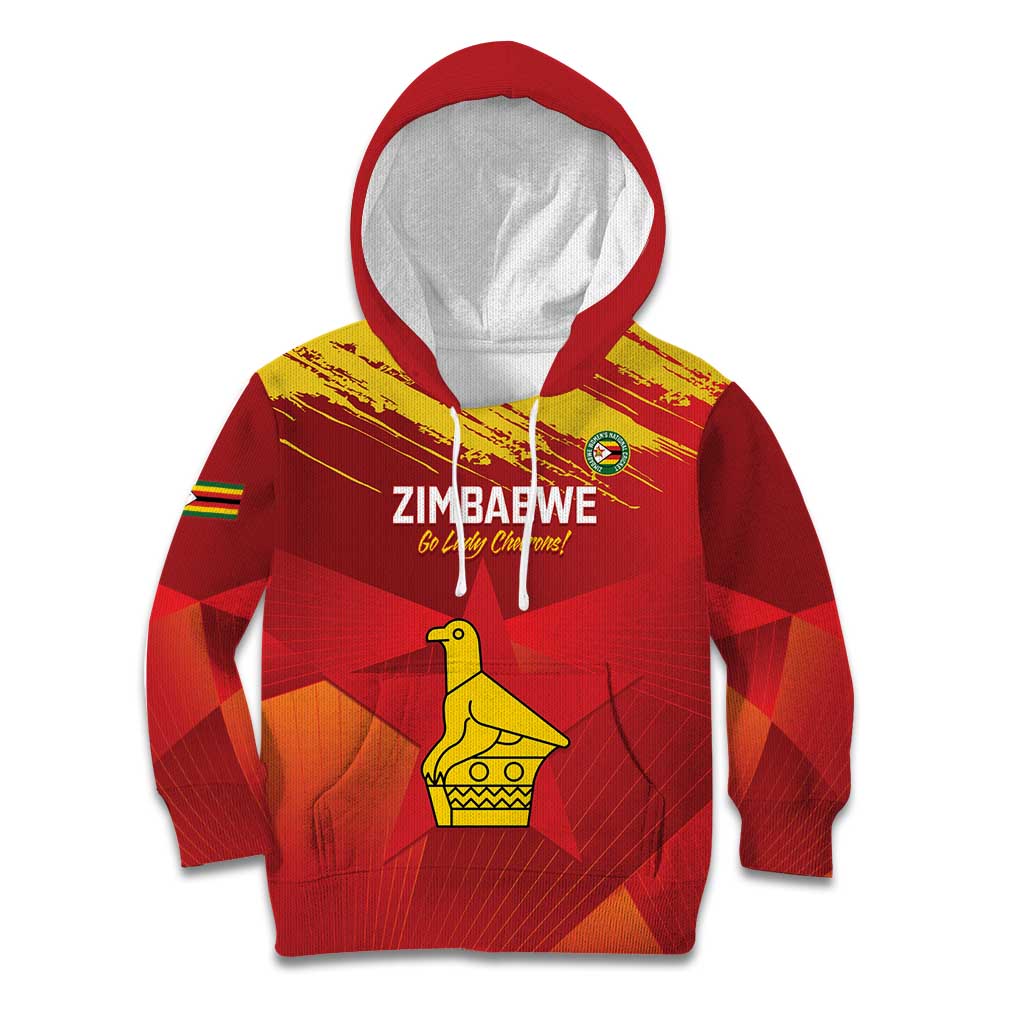 Custom Zimbabwe Cricket Kid Hoodie Go Lady Chevrons Grunge Style