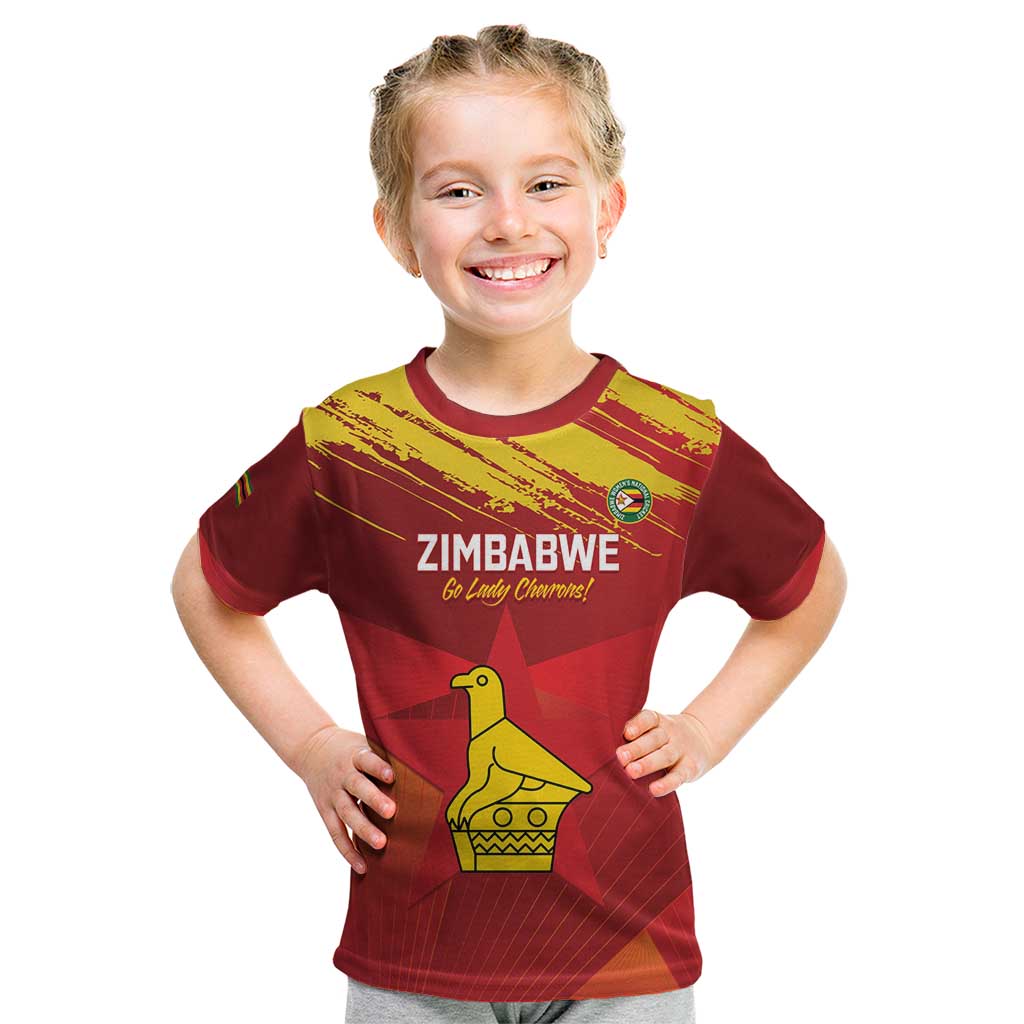 Custom Zimbabwe Cricket Kid T Shirt Go Lady Chevrons Grunge Style - Wonder Print Shop