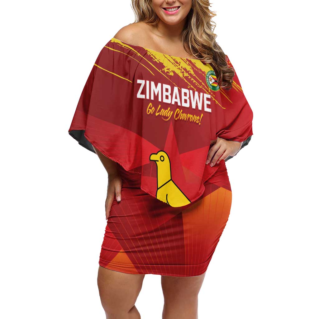 Custom Zimbabwe Cricket Off Shoulder Short Dress Go Lady Chevrons Grunge Style - Wonder Print Shop