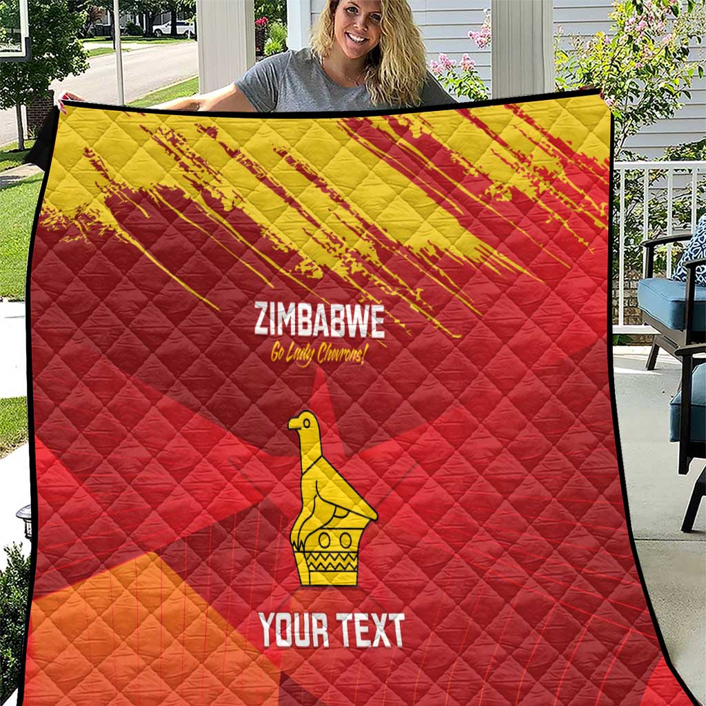 Custom Zimbabwe Cricket Quilt Go Lady Chevrons Grunge Style - Wonder Print Shop