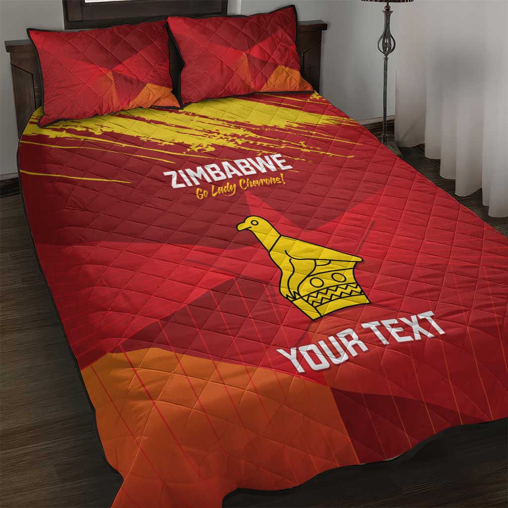 Custom Zimbabwe Cricket Quilt Bed Set Go Lady Chevrons Grunge Style - Wonder Print Shop