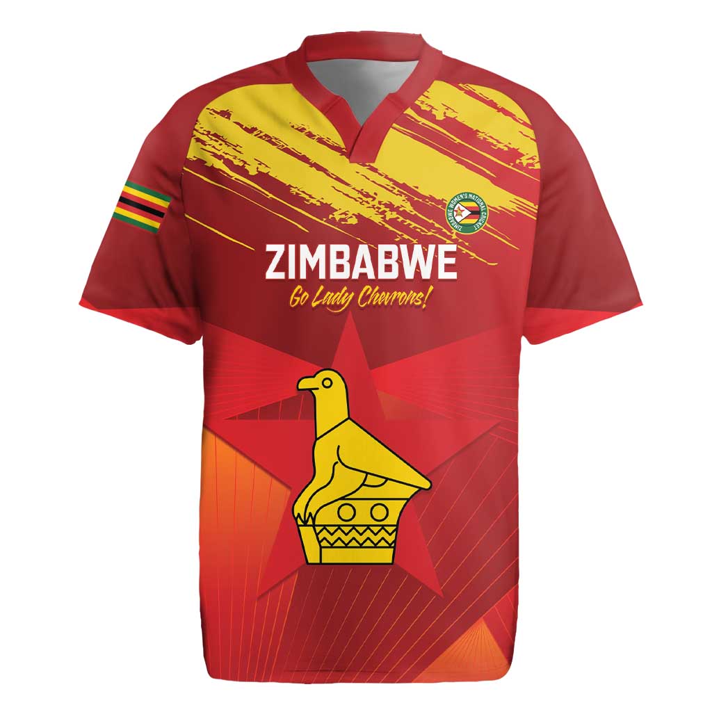 Custom Zimbabwe Cricket Rugby Jersey Go Lady Chevrons Grunge Style - Wonder Print Shop