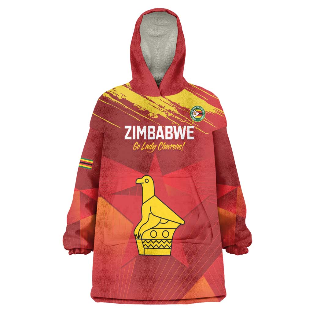 Custom Zimbabwe Cricket Wearable Blanket Hoodie Go Lady Chevrons Grunge Style