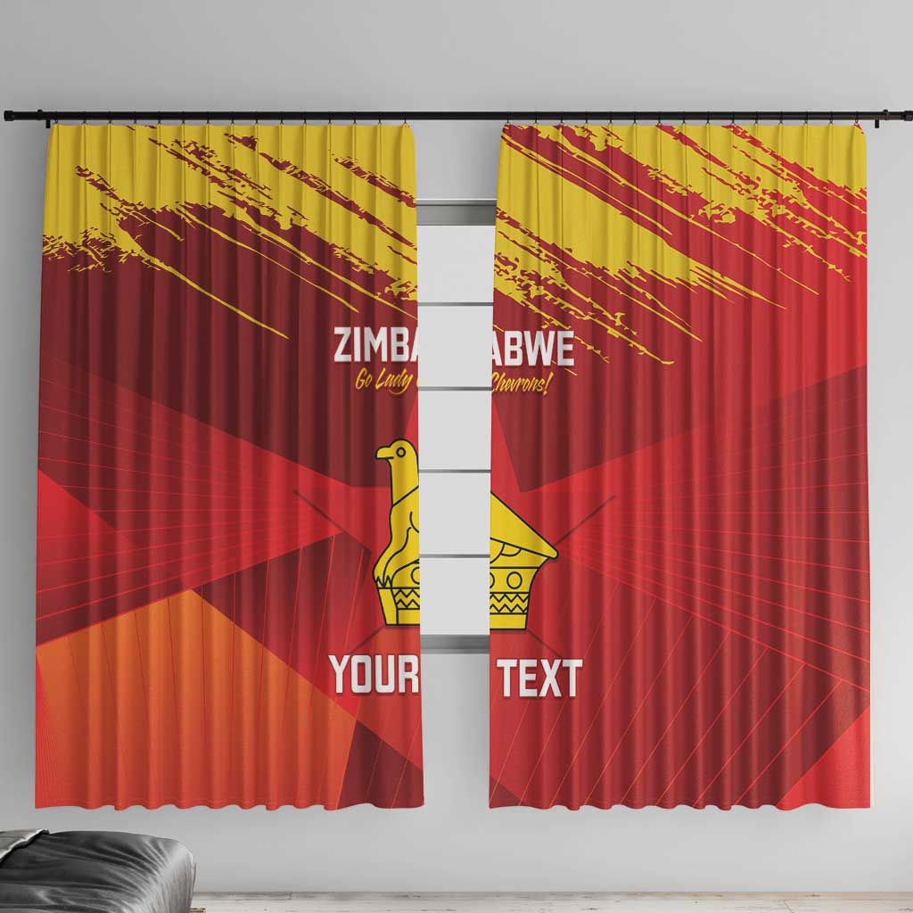 Custom Zimbabwe Cricket Window Curtain Go Lady Chevrons Grunge Style - Wonder Print Shop