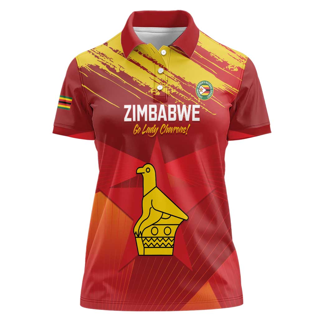 Custom Zimbabwe Cricket Women Polo Shirt Go Lady Chevrons Grunge Style - Wonder Print Shop