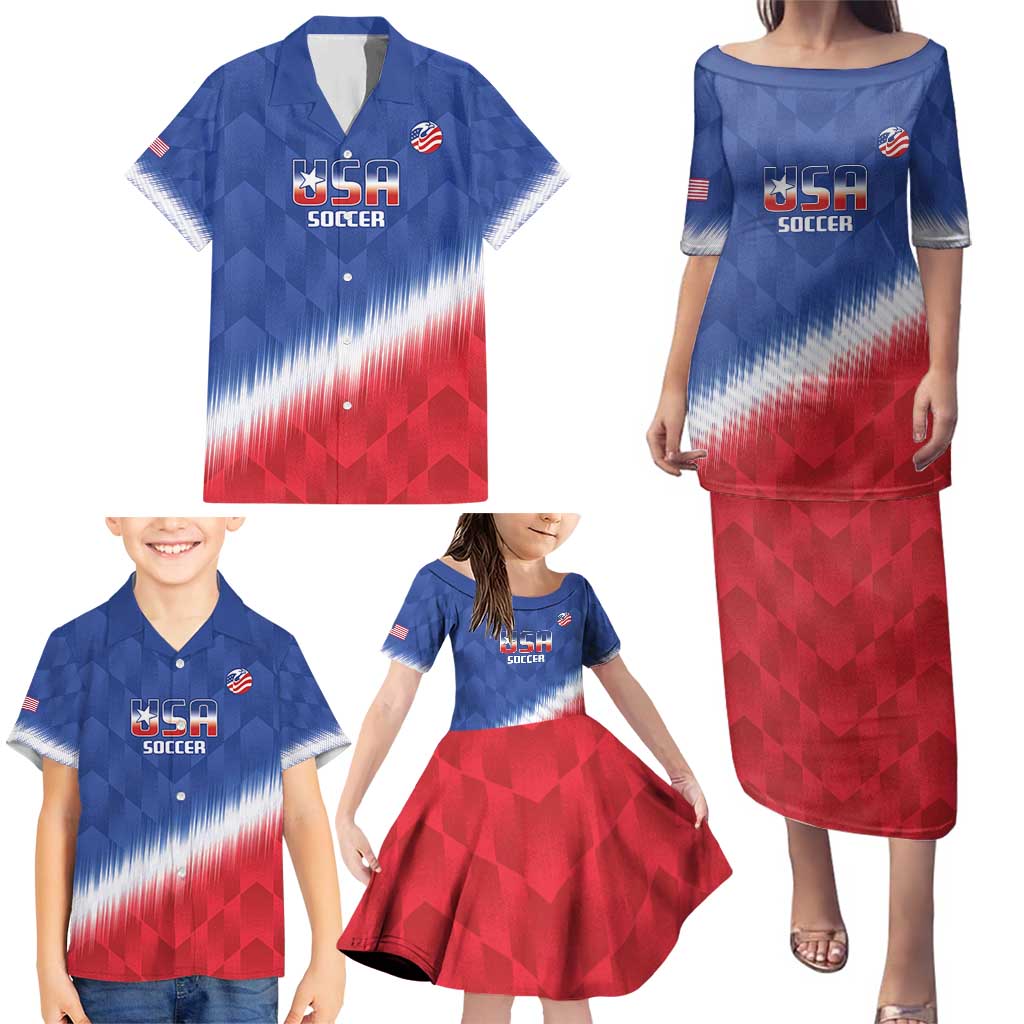 Custom United States Soccer Family Matching Puletasi and Hawaiian Shirt 2025 Go USA Sporty Style - Wonder Print Shop