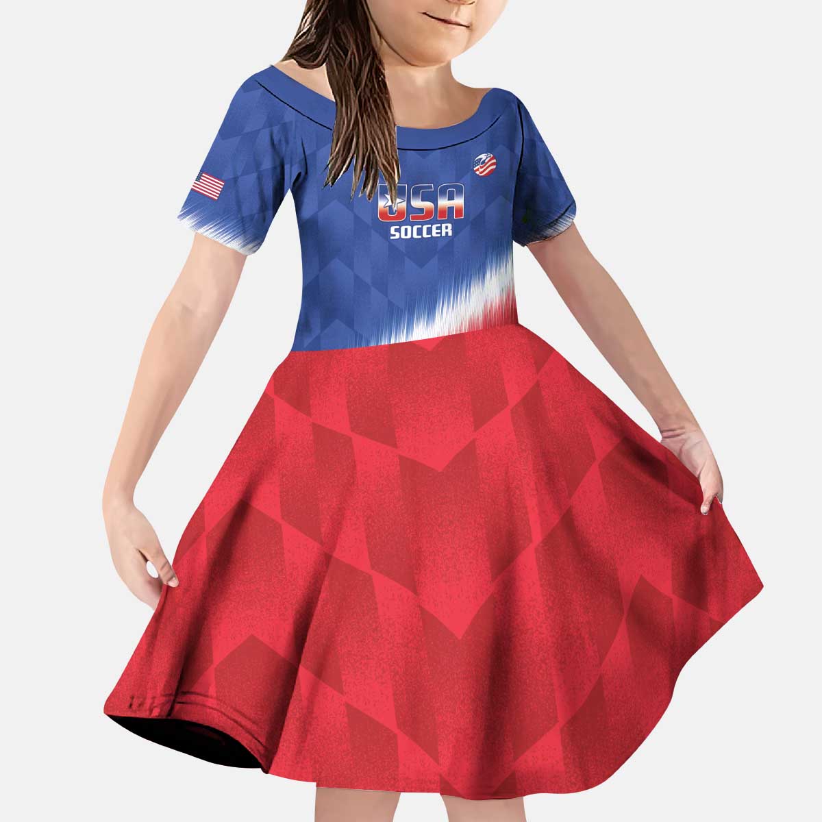 Custom United States Soccer Kid Short Sleeve Dress 2025 Go USA Sporty Style - Wonder Print Shop