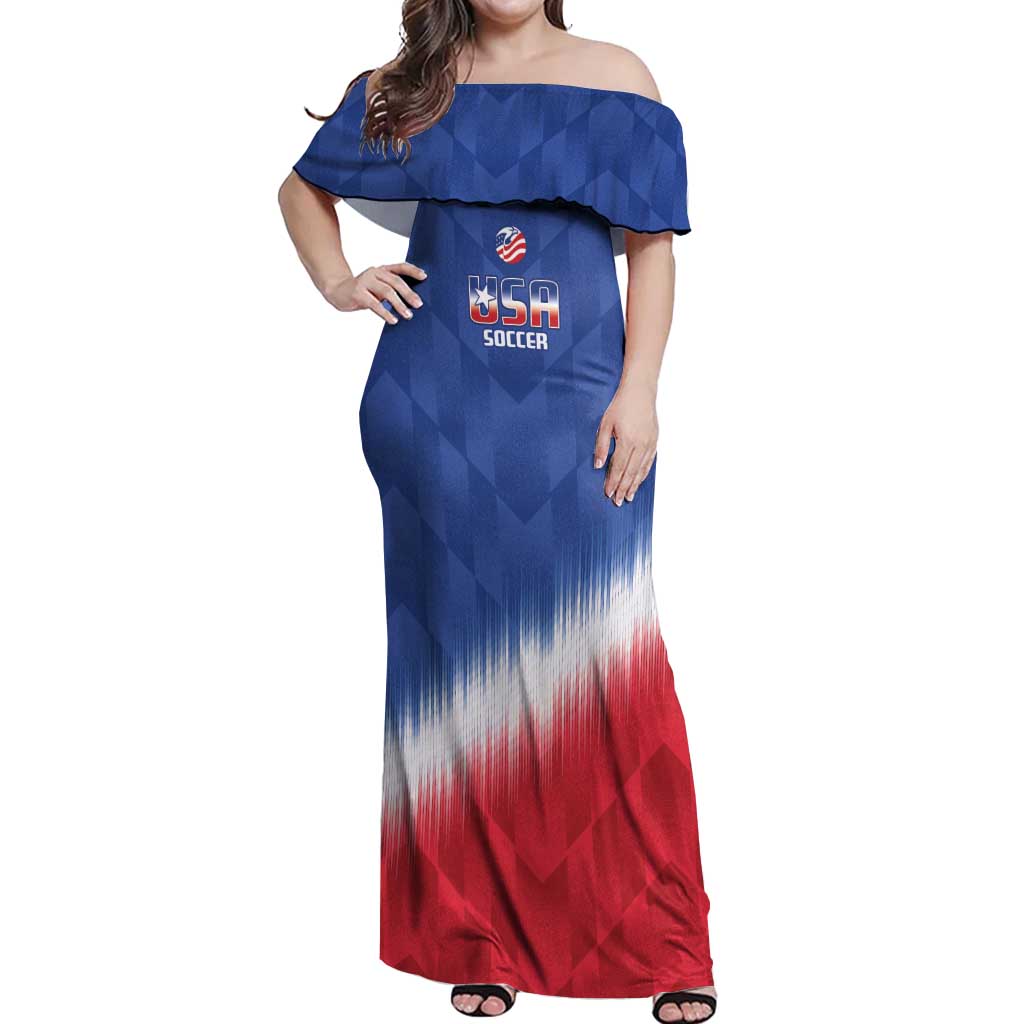 Custom United States Soccer Off Shoulder Maxi Dress 2025 Go USA Sporty Style - Wonder Print Shop