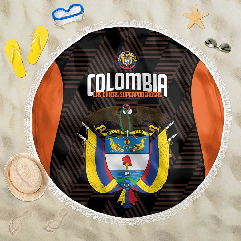 Colombia Football Beach Blanket 2025 Las Chicas Superpoderosas - Black Version - Wonder Print Shop