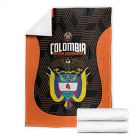 Colombia football blanket, black with orange trim and centered crest graphic