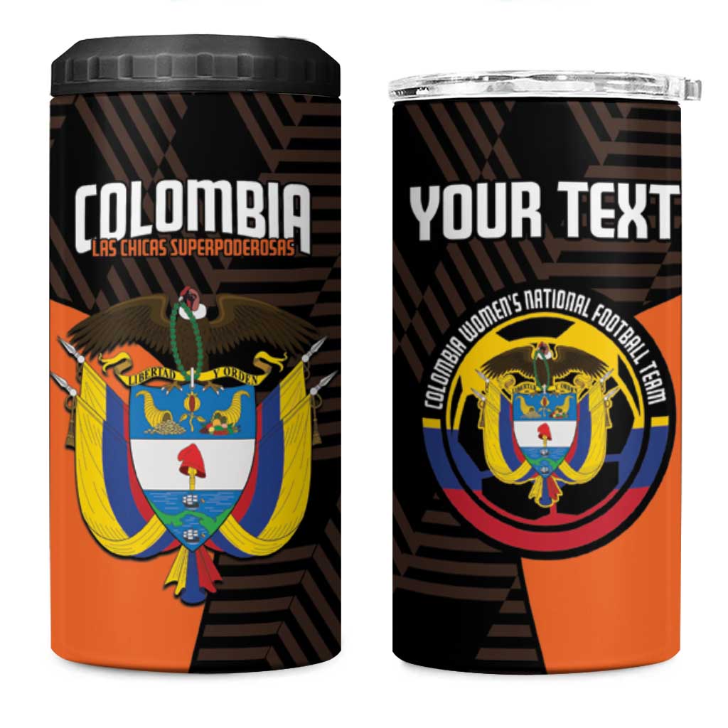 Custom Colombia Football 4 in 1 Can Cooler Tumbler 2025 Las Chicas Superpoderosas - Black Version