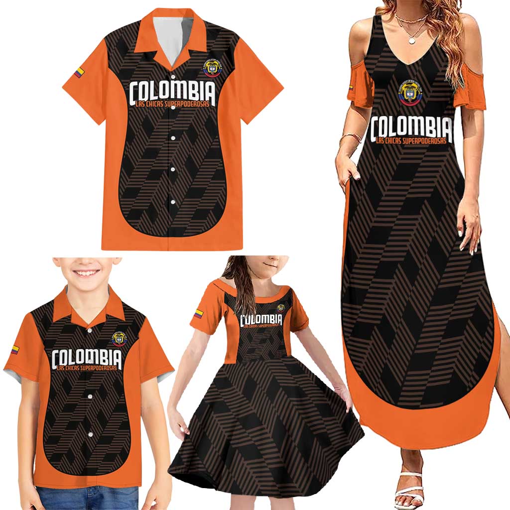 Custom Colombia Football Family Matching Summer Maxi Dress and Hawaiian Shirt 2025 Las Chicas Superpoderosas - Black Version - Wonder Print Shop