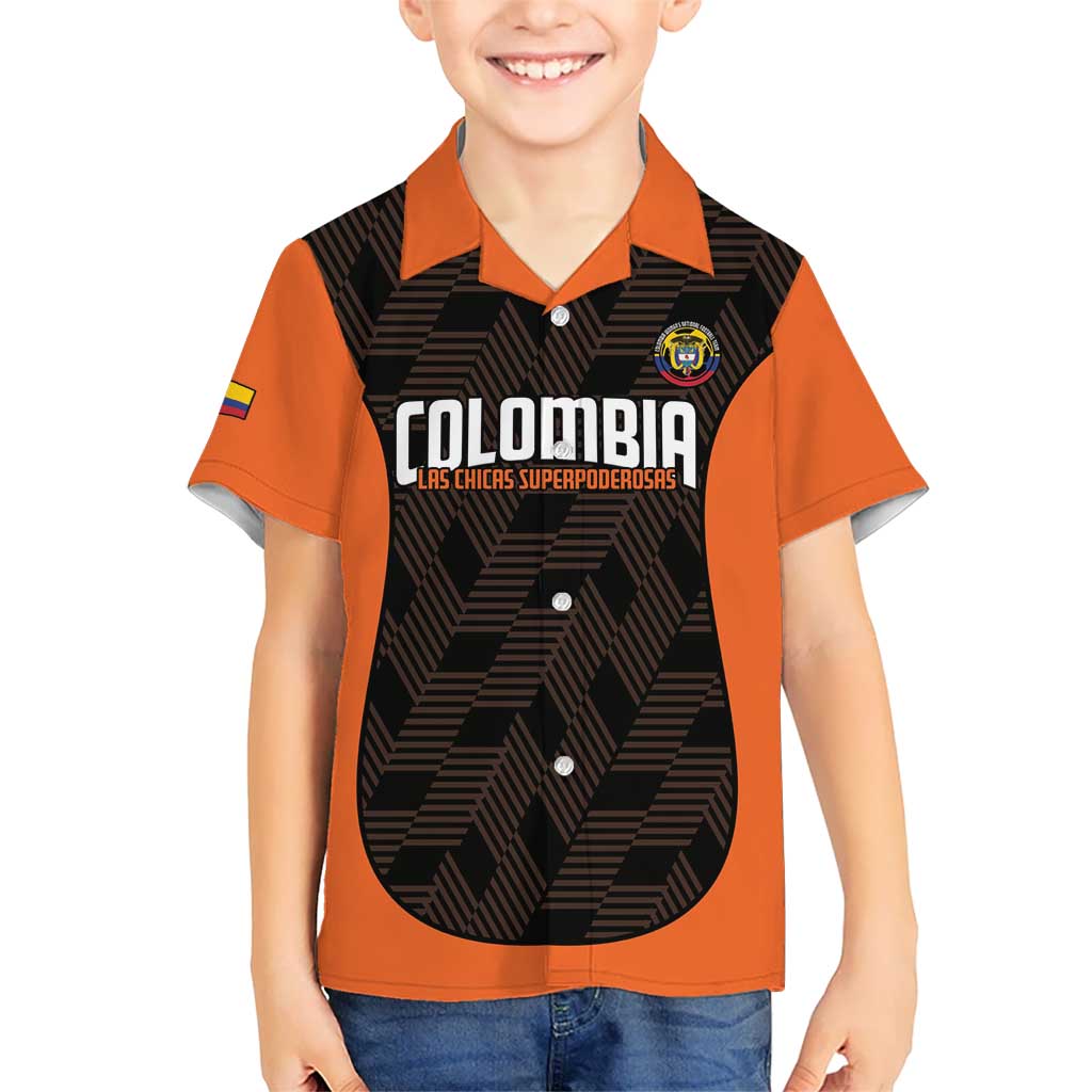 Custom Colombia Football Kid Hawaiian Shirt 2025 Las Chicas Superpoderosas - Black Version - Wonder Print Shop