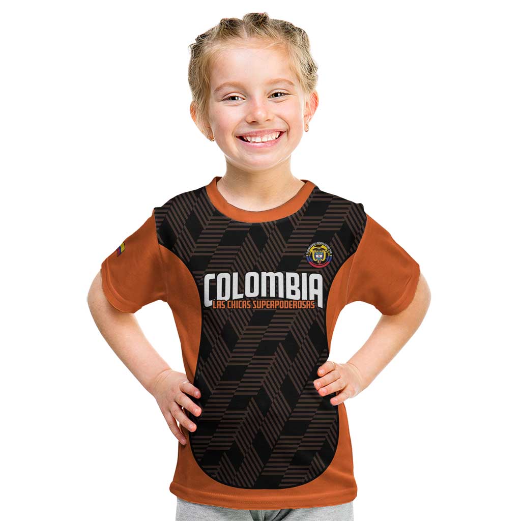 Custom Colombia Football Kid T Shirt 2025 Las Chicas Superpoderosas - Black Version - Wonder Print Shop