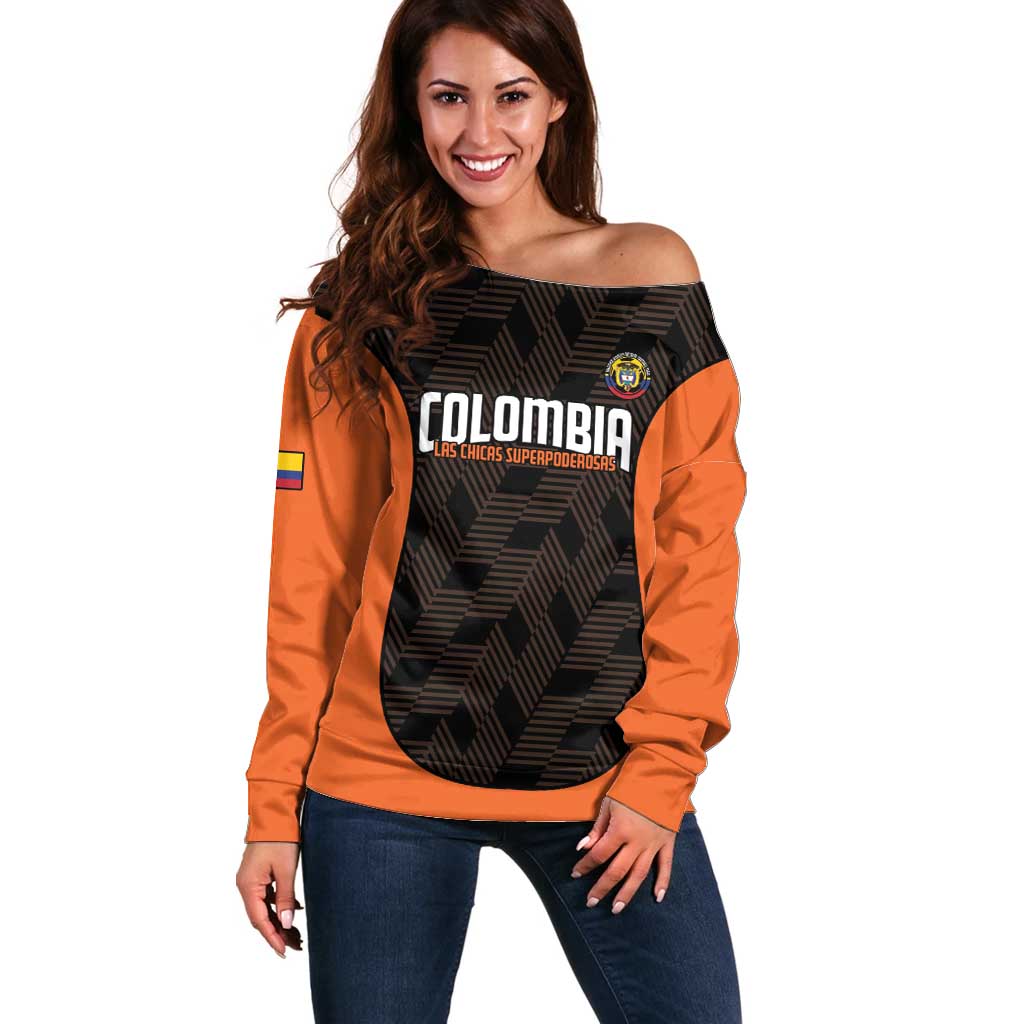 Custom Colombia Football Off Shoulder Sweater 2025 Las Chicas Superpoderosas - Black Version