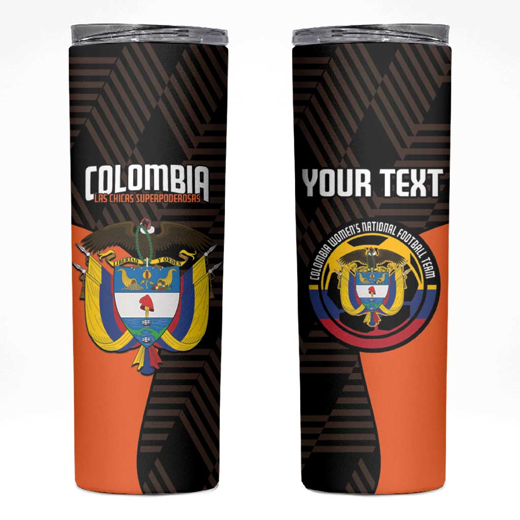 Custom Colombia Football Skinny Tumbler 2025 Las Chicas Superpoderosas - Black Version