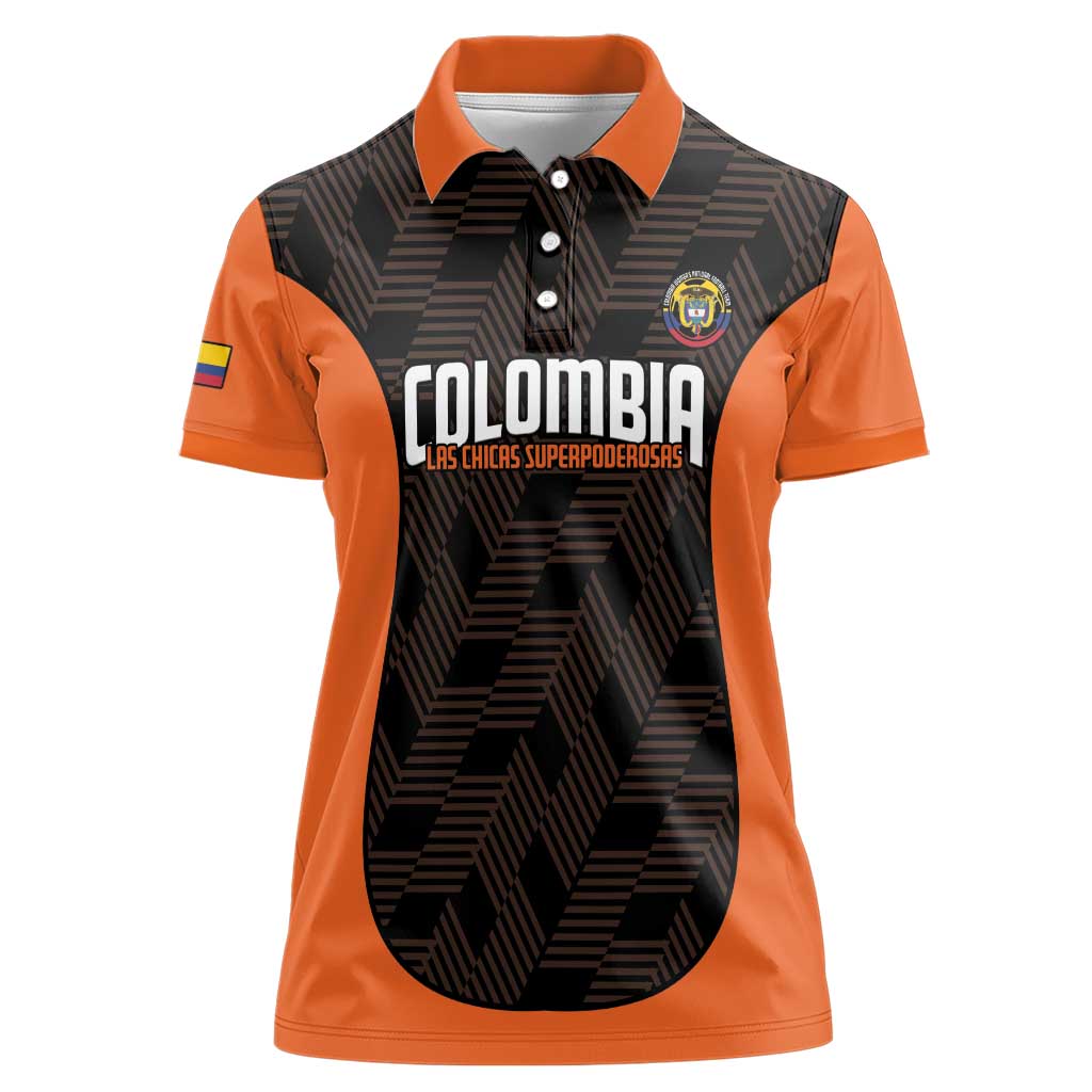 Custom Colombia Football Women Polo Shirt 2025 Las Chicas Superpoderosas - Black Version - Wonder Print Shop