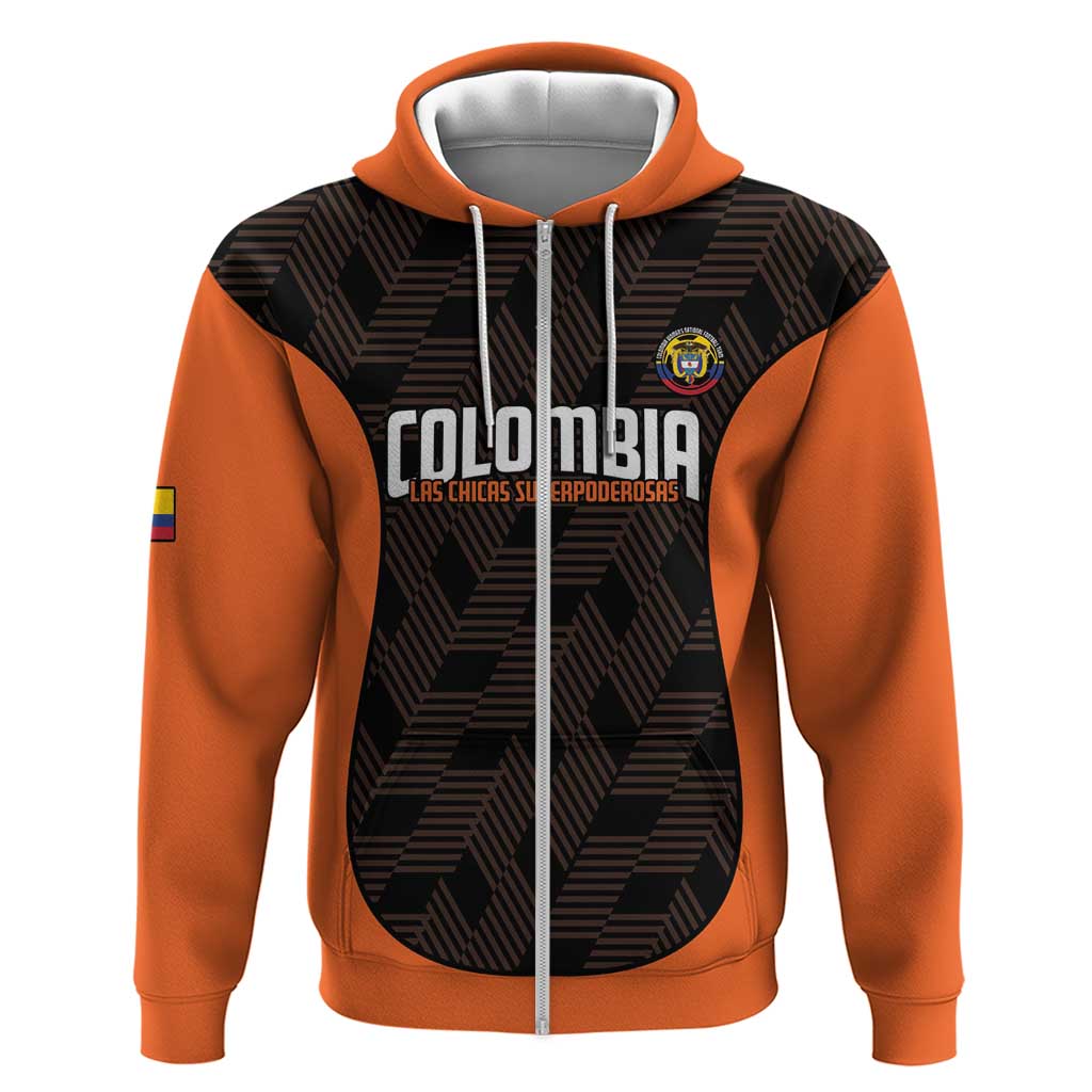 Custom Colombia Football Zip Hoodie 2025 Las Chicas Superpoderosas - Black Version - Wonder Print Shop