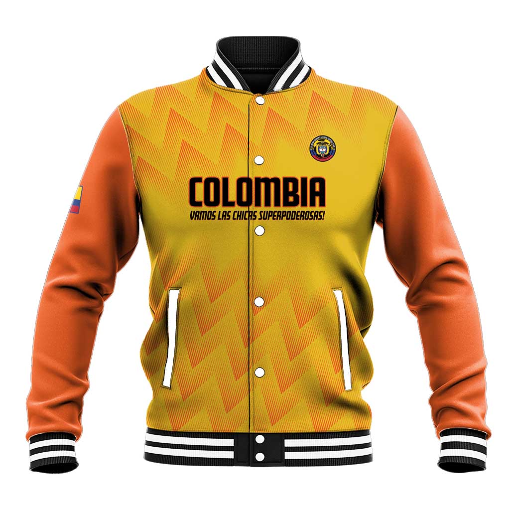 Custom Colombia Football Baseball Jacket 2025 Las Chicas Superpoderosas - Yellow Version - Wonder Print Shop