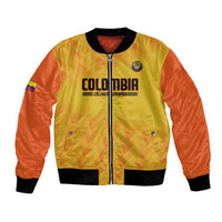 Unisex yellow and orange football bomber jacket, full-zip with black ribbed trim